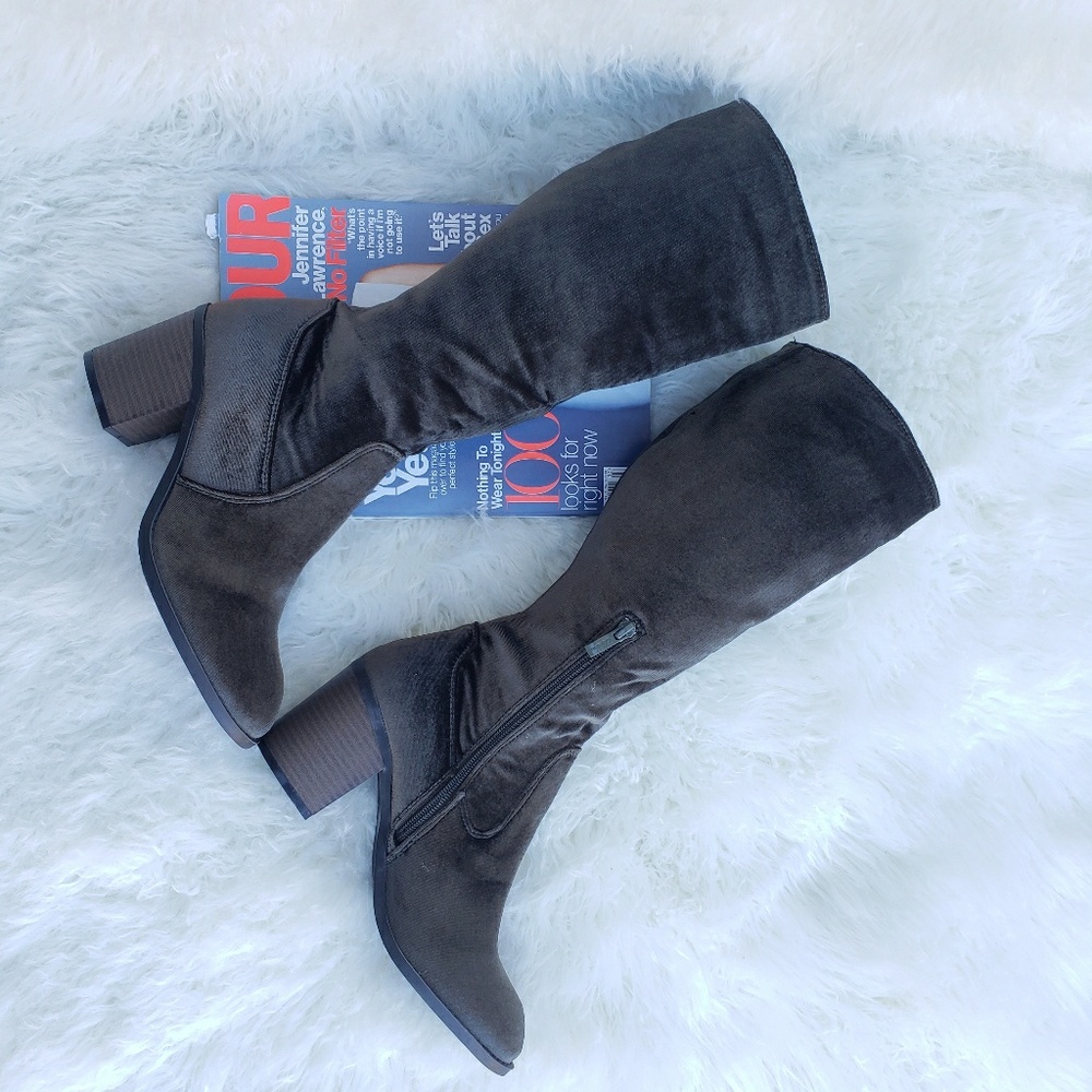 Faux Suede Knee Boot